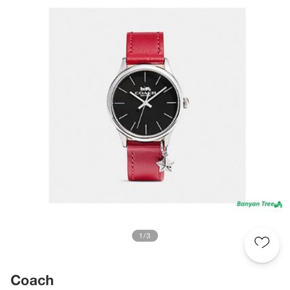 Coach Analog watched Red leather straps color